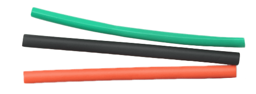 Top view of various colorful heat shrink tubing